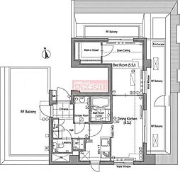 エスコートノヴェル白金高輪 1LDKの間取図画像