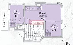 SOU明大前 2DKの間取図画像