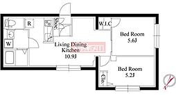 目黒区下目黒3丁目マンション 2LDKの間取図画像
