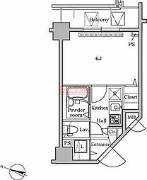 レジディア広尾2 1Kの間取図画像