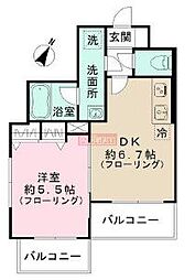 グランドール豪徳寺 1DKの間取図画像
