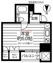 MJハイツ ワンルームの間取図画像