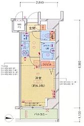 菱和パレス明大前壱番館 1Kの間取図画像