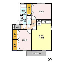 ウールクロッシェA 2LDKの間取図画像