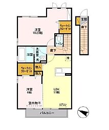 グリシーヌ 2LDKの間取図画像