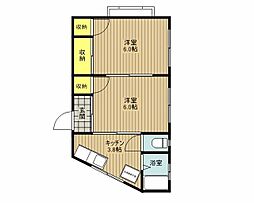 松栄ビル 4階2DKの間取り