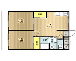 サンメゾン小岩 2LDKの間取図画像