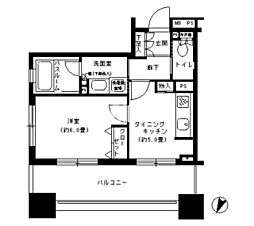 パークキューブ市ヶ谷 14階1DKの間取り