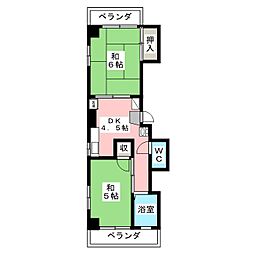 丸川ハイツ 3階2DKの間取り