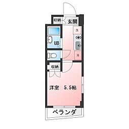 スカイコート神楽坂第2 1Kの間取図画像