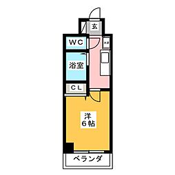 アドバンス明豊 1Kの間取図画像