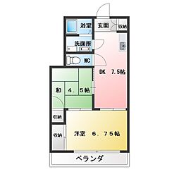 志村ハイツ 2DKの間取図画像