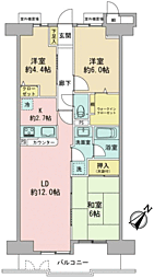 朝日パリオ入間市 3LDKの間取図画像