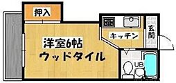 サンハイム島谷 2階ワンルームの間取り