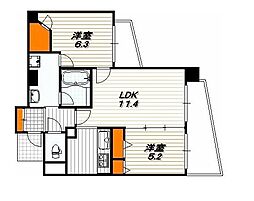 エステムプラザ京都四条烏丸 7階2LDKの間取り