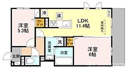 D-ROOM壬生森町 205 2階2LDKの間取り
