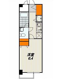 サンフローラ三条大宮 2階1Kの間取り