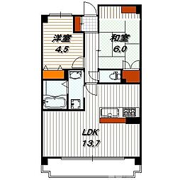 南禅寺東山 3階2LDKの間取り