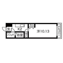 朱雀館 3階1Kの間取り