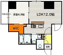 ファステート京都堀川スクエア 8階1LDKの間取り