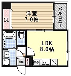BellevueKitayama 1LDKの間取図画像