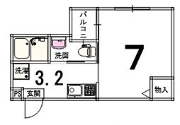 オリエント五条坂 1Kの間取図画像