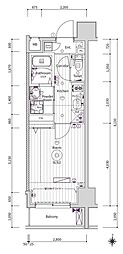 エストゥルース京都 1Kの間取図画像