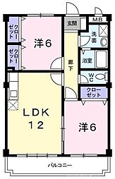 サンライフ桃山 2LDKの間取図画像