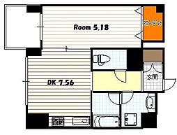 エクセルコート京都五条坂 1DKの間取図画像