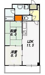 デュ四条 2LDKの間取図画像