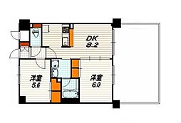 エステムプラザ京都河原町通 2DKの間取図画像