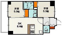 エステムプラザ京都聚楽第粋邸 2LDKの間取図画像