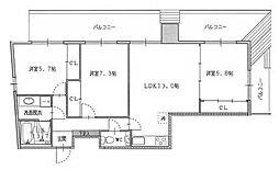 グラシオン西陣 3LDKの間取図画像