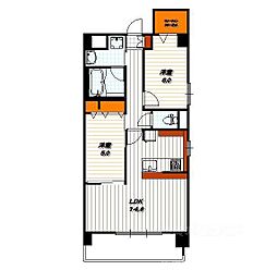 プルミエール朱雀 2LDKの間取図画像