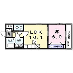めぞん北山2 1LDKの間取図画像