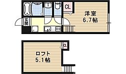 フラッティ大和 1Kの間取図画像