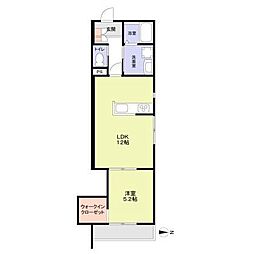 フォレストメゾン若みや 1LDKの間取図画像