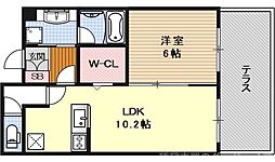 レ・セレーナ北大路 1LDKの間取図画像