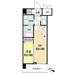 ブランシエスタ西京極 1DKの間取図画像