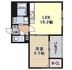 ベルビュー太秦 1LDKの間取図画像