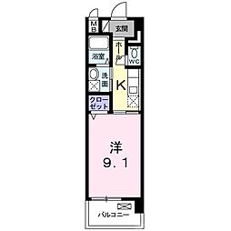 SHICATACHAMBRETTES2 1Kの間取図画像