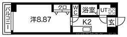 朱雀館 1Kの間取図画像