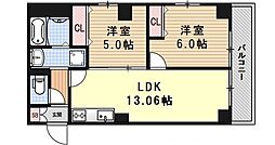 二条城東レジデンス 2LDKの間取図画像