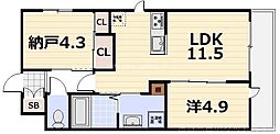 attrice円町(アトリーチェ円町) 2LDKの間取図画像
