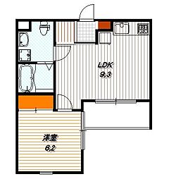 デルフィ 1LDKの間取図画像