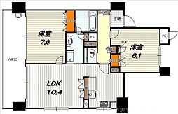 リーガル京都烏丸五条通り 2LDKの間取図画像