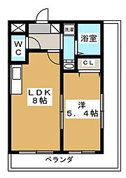 クレアーレ富小路 1LDKの間取図画像