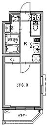 フーガス 1Kの間取図画像