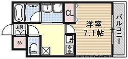 ウェルスクエア京都大宮仏光寺通 1Kの間取図画像