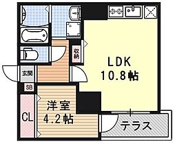 フォレスト西大路五条 1LDKの間取図画像
